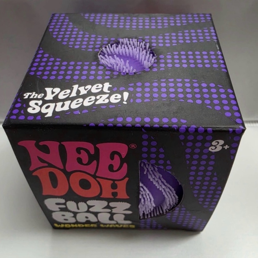 The velvet squeeze! Needoh Fuzz ball, Purple.